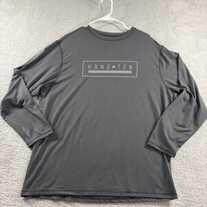 Hang‎ Ten Rash Guard Performance Shirt Mens XL Gray Black UV Protect Long Sleeve